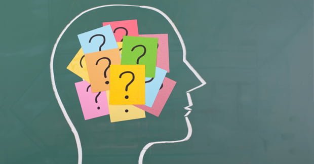 Human brain and colorful question mark